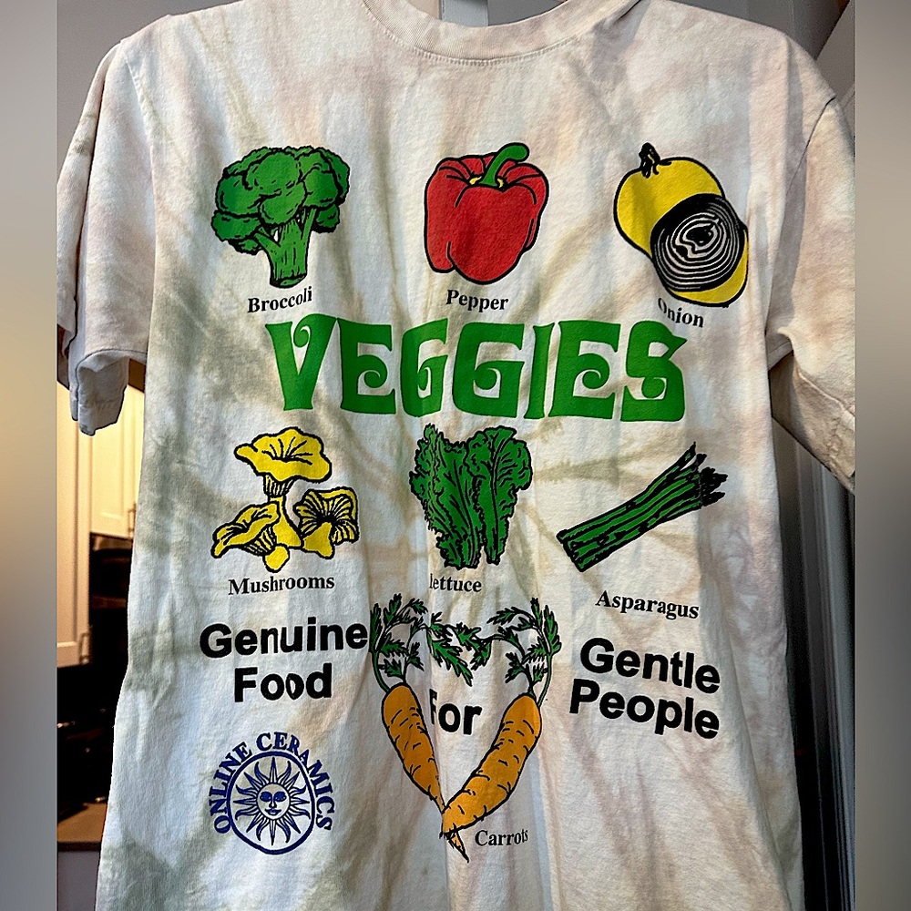Online Ceramics T-Shirt - "Genuine Food For Gentle People" Veggies